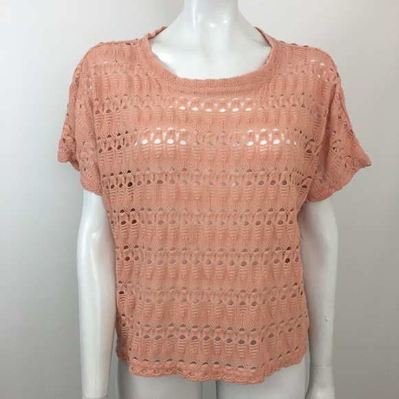 Sanctuary Clothing Peach Solid Open Knit Top XS - Picture 1 of 5